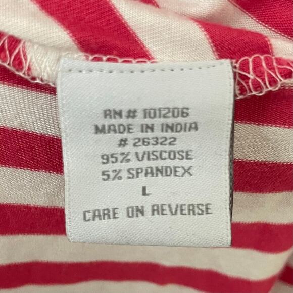 Soft Surroundings Cardigan‎ Womens Large Pink White Striped Floral Embroidered - Picture 10 of 11